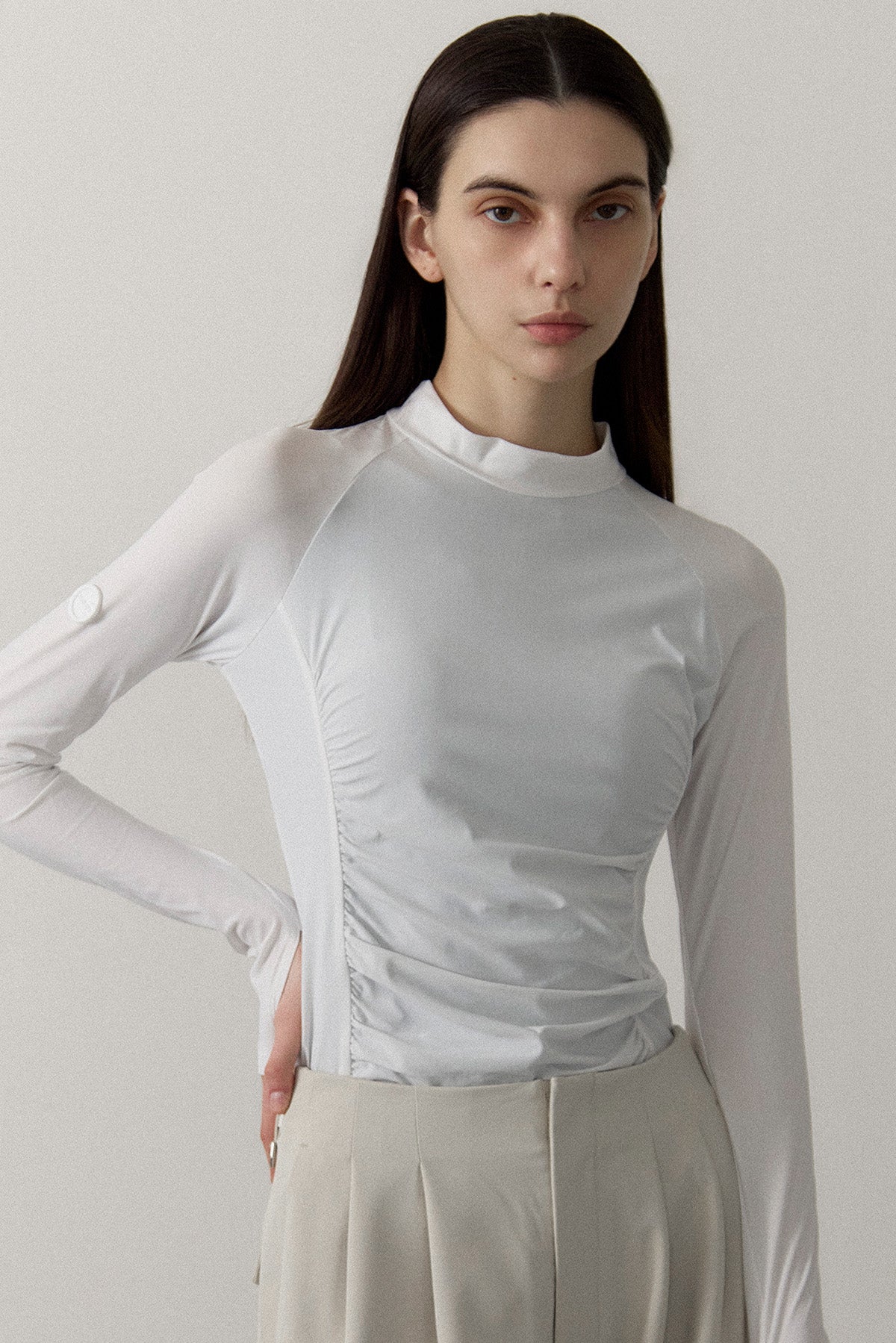MOCKNECK GATHER TOP