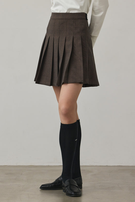 GLEN CHECK PLEATS SKIRT