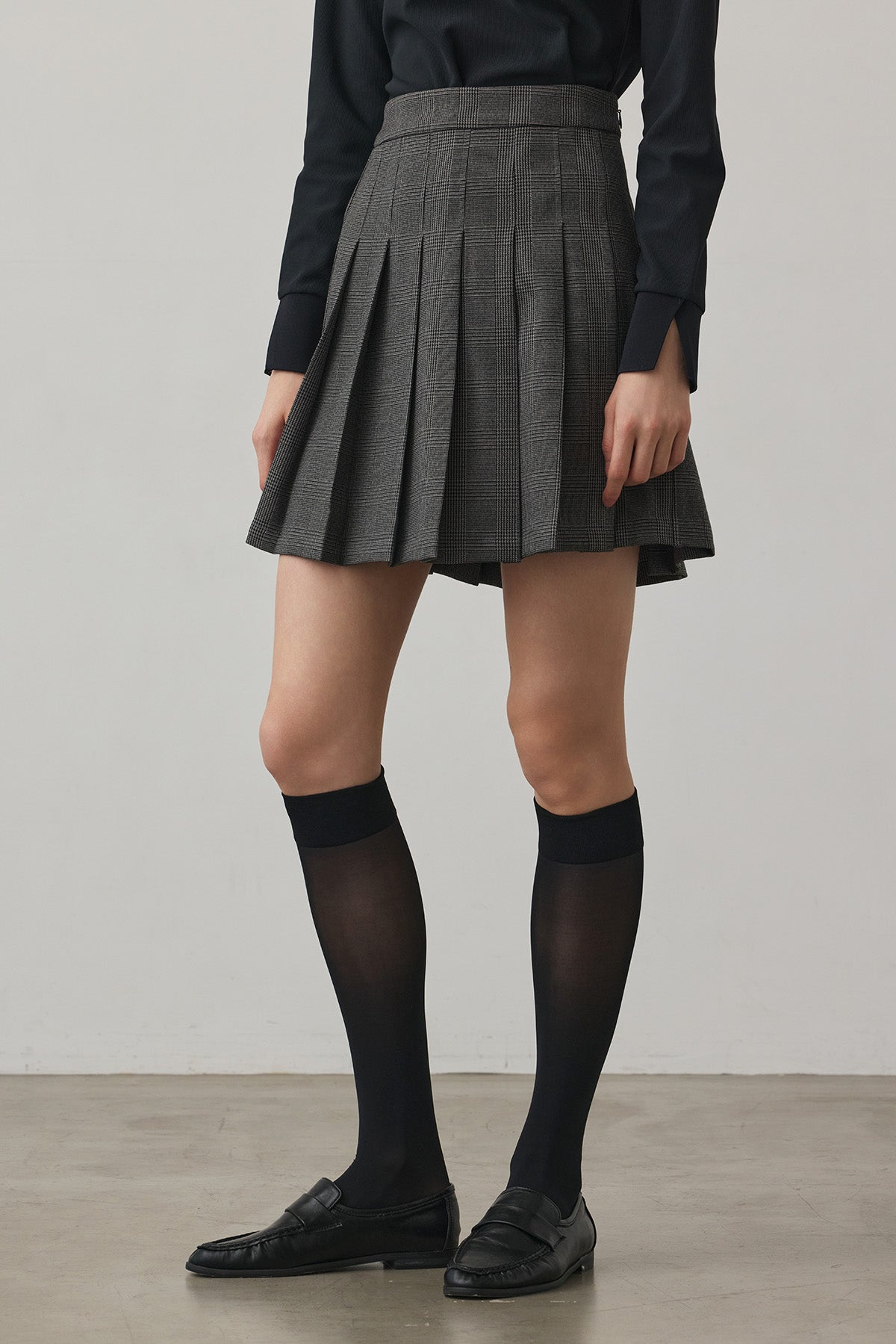 GLEN CHECK PLEATS SKIRT