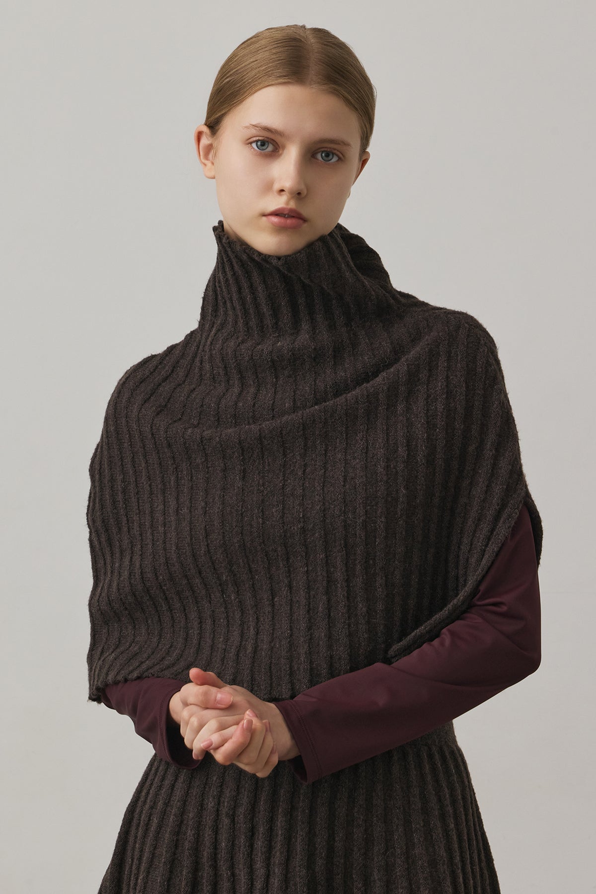 ECO-KNIT RIBBED CAPE
