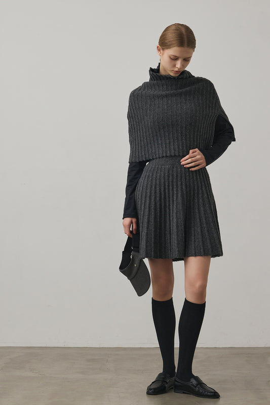 ECO-KNIT RIBBED CAPE