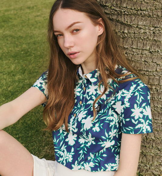 FLOWER MOTIF POLO SS