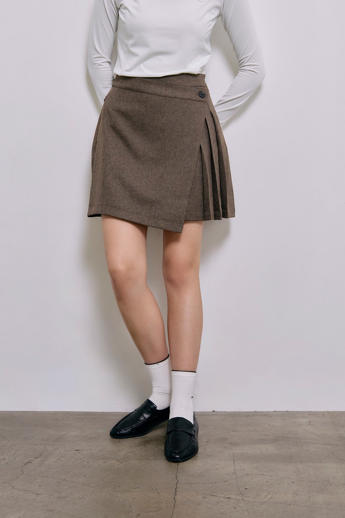 SIDE PLEATS TWILL SKIRT