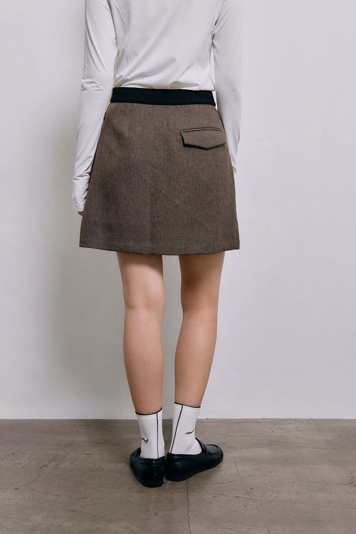 SIDE PLEATS TWILL SKIRT