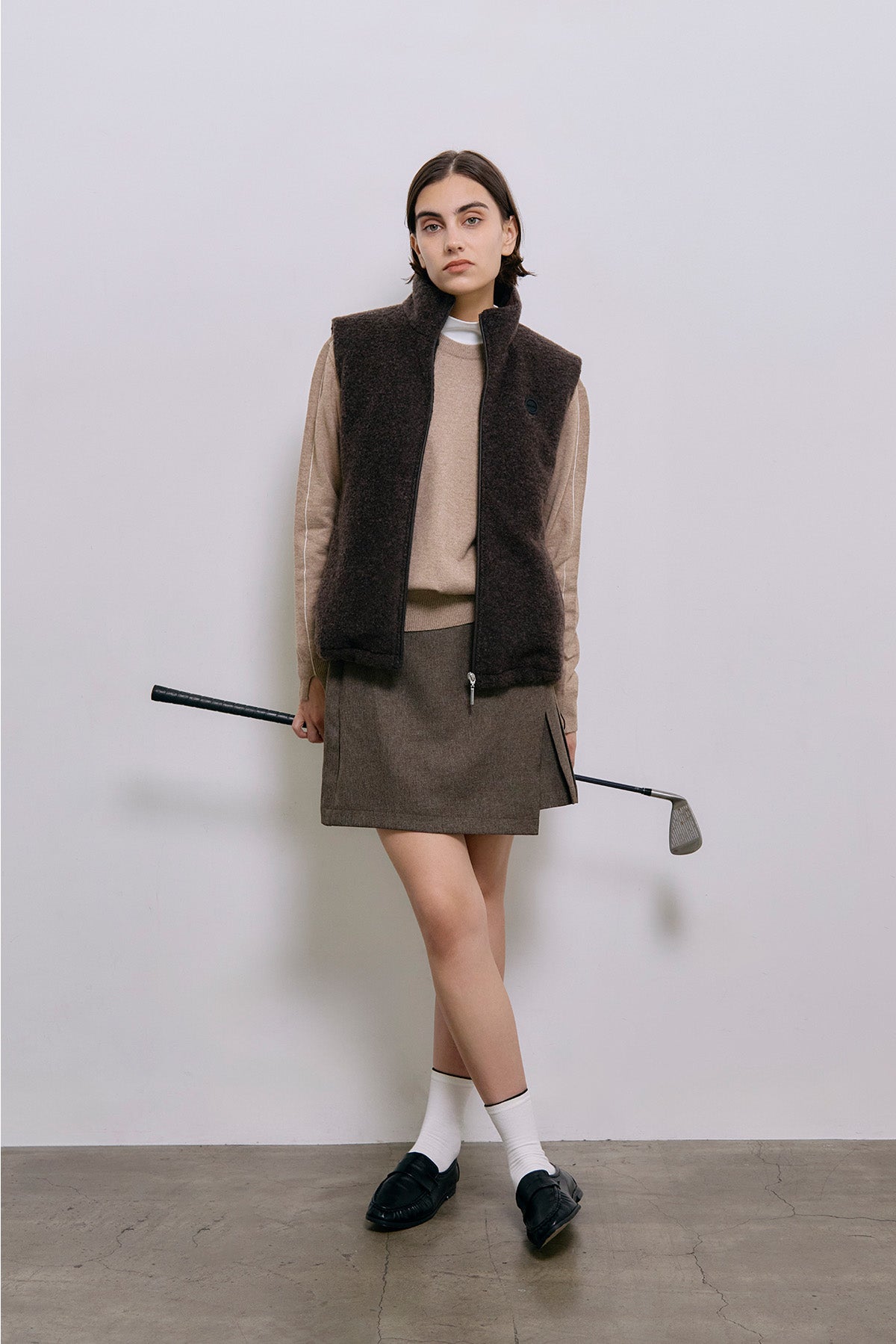 SIDE PLEATS TWILL SKIRT